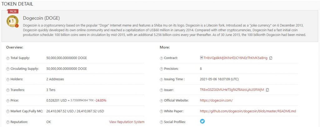 Dogecoin (DOGE) est maintenant sur la blockchain Tron 16