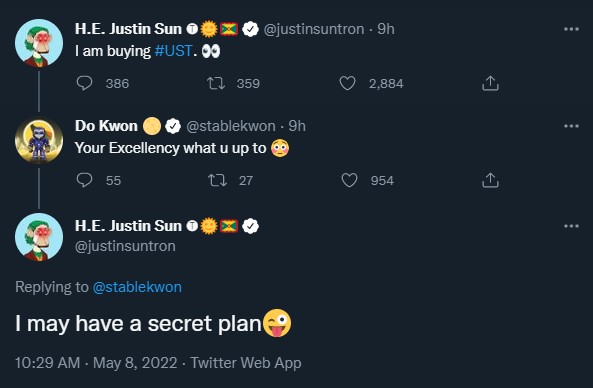 Tron's Justin Sun Buys $1M in UST in What He Calls a 'Secret Plan' For the Stablecoin 16