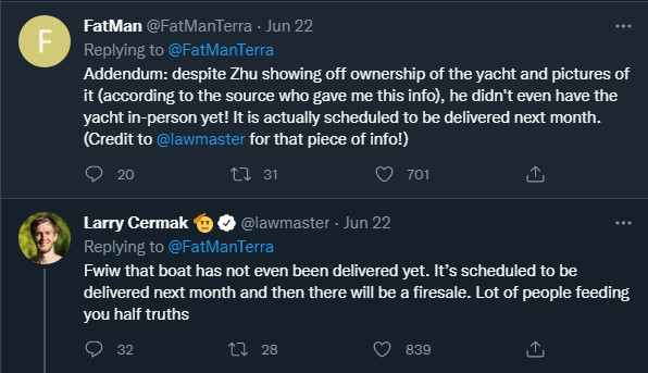 Ethereum's Vitalik Criticizes 3AC's Co-founder Alleged Yacht Purchase, Says There are More Honorable Ways to Burn $50M 13