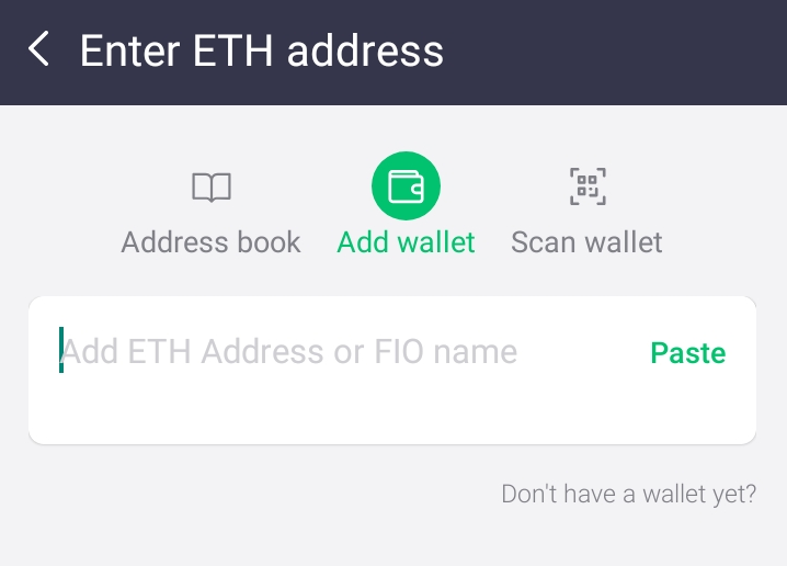 Enter wallet address